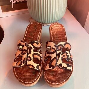 Sam Edelman Regis Leopard Print Wedge Sandals
